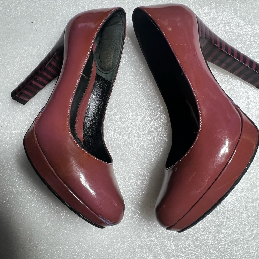 Fendi Elegant Burgundy Platform Heels 34.5